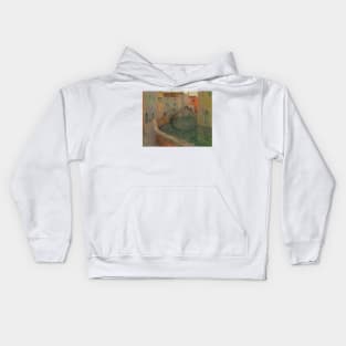 The Small Canal, Gray Evening, Venice by Henri Le Sidaner Kids Hoodie